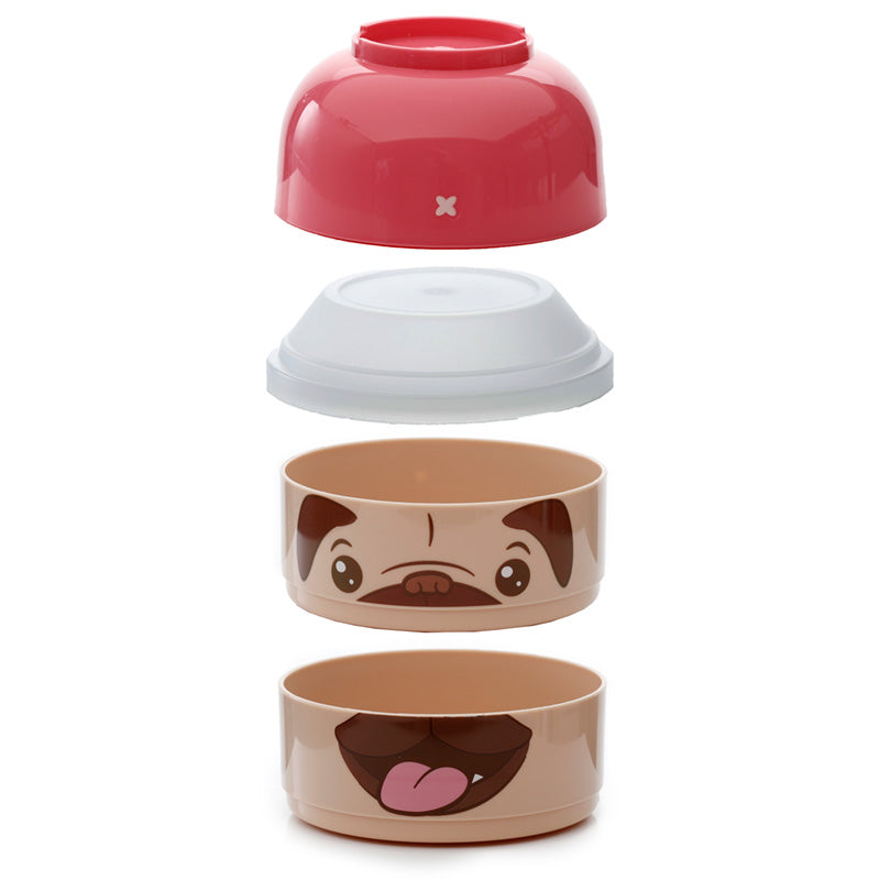 Mopps Pug Stacked Round Bento Lunch Box