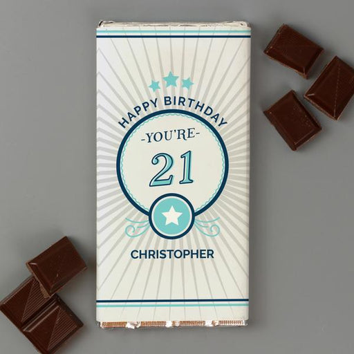Personalised Birthday Age Milk Chocolate Bar from Pukkagifts.uk