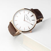 Personalised Mr Beaumont Men’s Leather Watch In Brown - Myhappymoments.co.uk