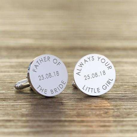 Personalised Father of the Bride Always Your Little Girl Cufflinks - Myhappymoments.co.uk