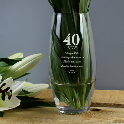 Personalised 40th Anniversary / Birthday Bullet Vase - Myhappymoments.co.uk