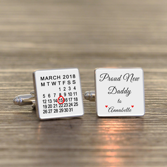 Personalised Proud New Daddy Cufflinks