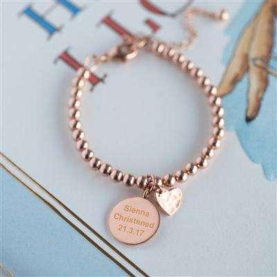 Personalised Rose Gold Christening Bracelet With Personalised Gift Box - Myhappymoments.co.uk
