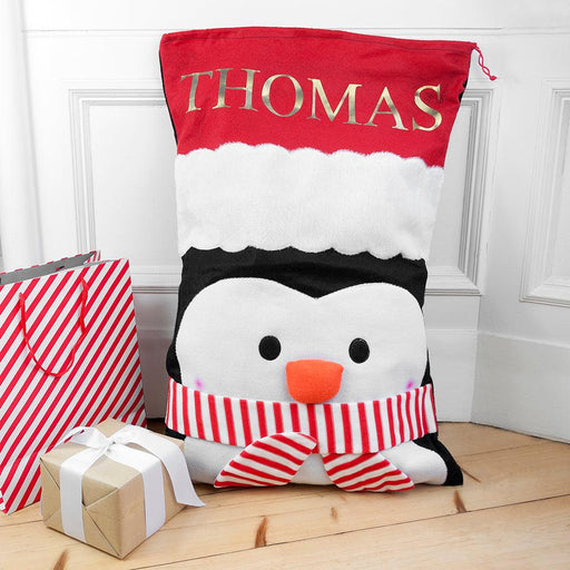 Personalised Penguin Christmas Gift Sack