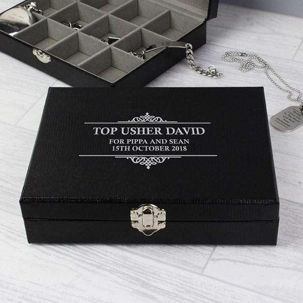 Personalised Large Cufflink Compartment Box - Myhappymoments.co.uk
