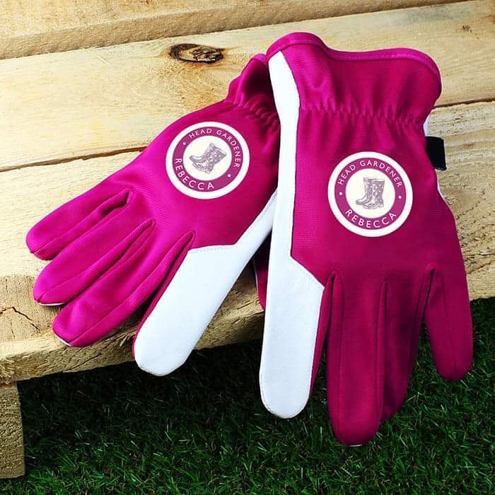 Personalised Head Gardener Medium Fushia Gardening Gloves - Myhappymoments.co.uk