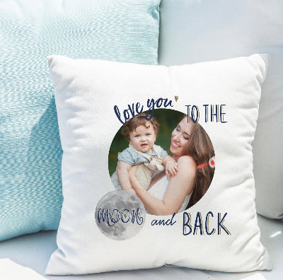 Personalised Love You To The Moon & Back Photo Upload Cushion