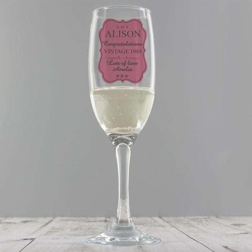 Personalised Vintage Champagne Glass Flute - Myhappymoments.co.uk