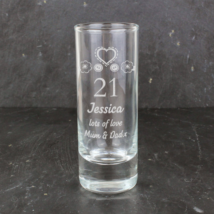 Personalised 21st Birthday Shot Glass