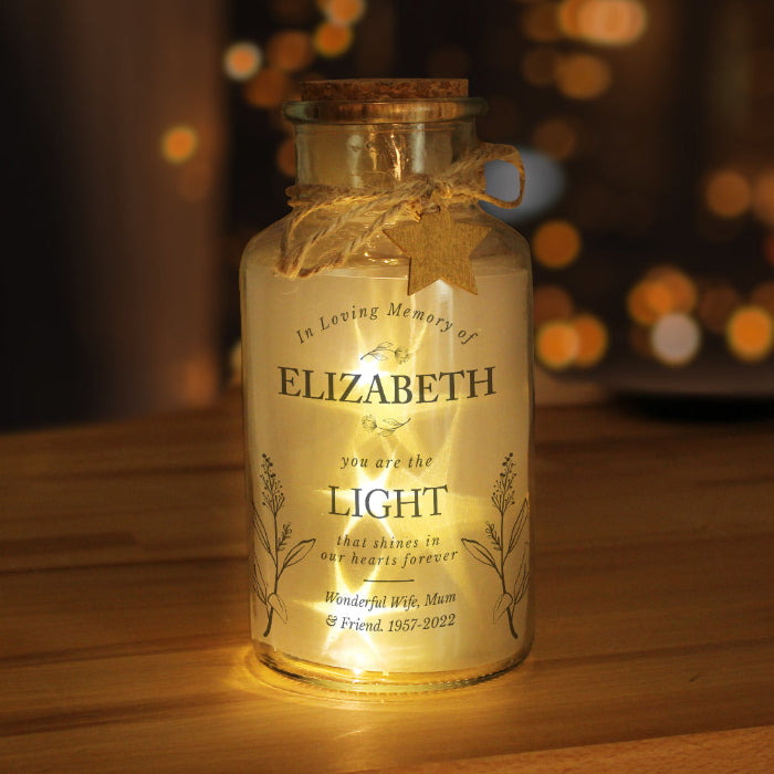 Personalised In Loving Memory LED Glass Jar | Memorial Candle