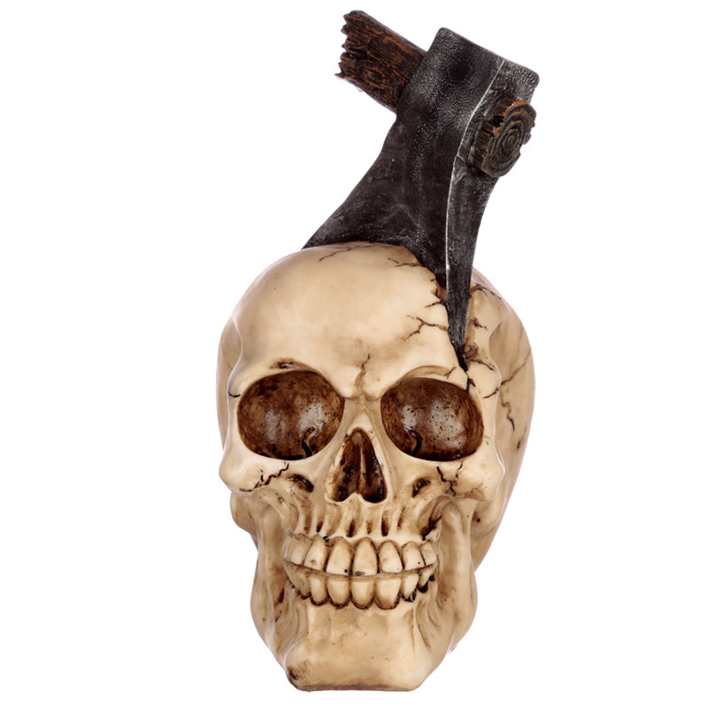 Skull With Axe In Head Ornament - Myhappymoments.co.uk
