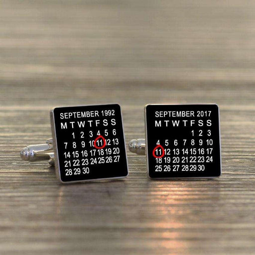 Personalised Calendar Special Date Cufflinks Black - Myhappymoments.co.uk