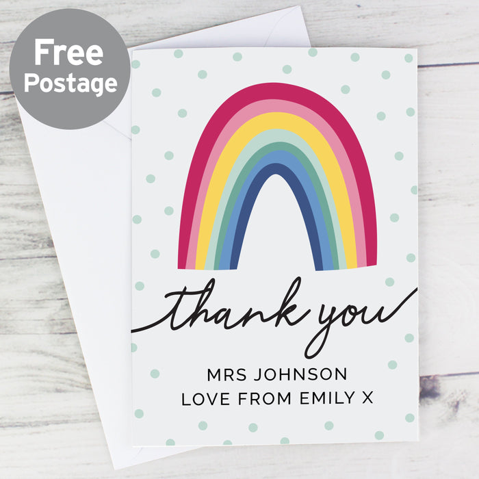 Personalised Rainbow Thank You Card