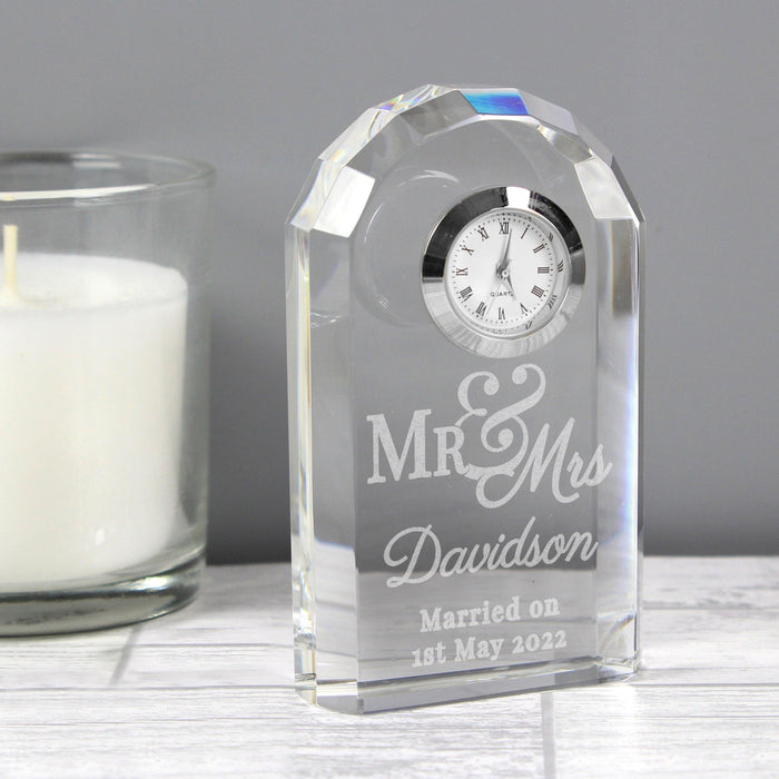 Personalised Mr & Mrs Crystal Wedding Anniversary Clock | Gift