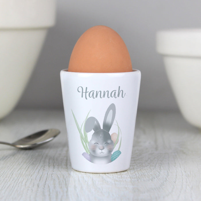 Personalised Grey Easter Bunny Egg Cup | Easter Gift