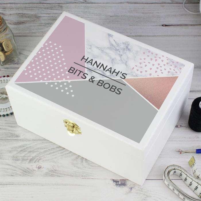 Personalised Geometric Wooden Keepsake Box - Myhappymoments.co.uk