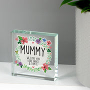 Personalised Floral Crystal Glass Block