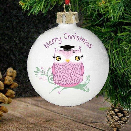Personalised Miss Owl Teacher Bauble - Myhappymoments.co.uk