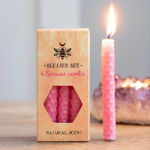 Pack of 6 Pink Beeswax Spell Candles