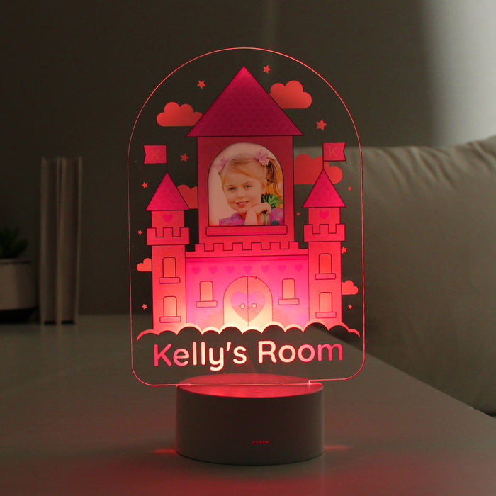 Personalised Pink Castle Photo Upload LED Night Light