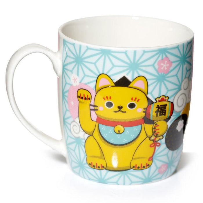 Maneki Neko Lucky Cat Porcelain Mug