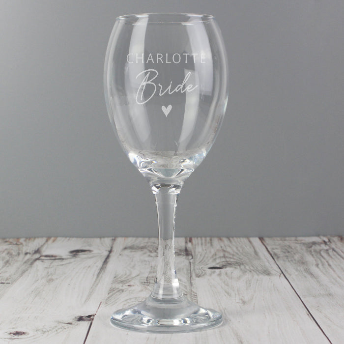 Engraved Bride Wine Glass