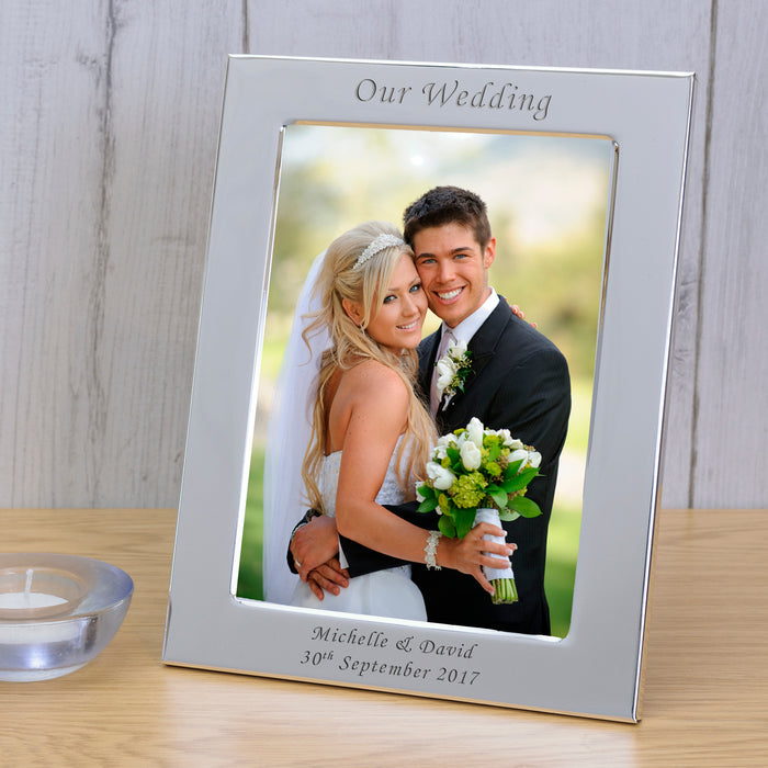 Personalised Silver Plated Photo Frame - Our Wedding