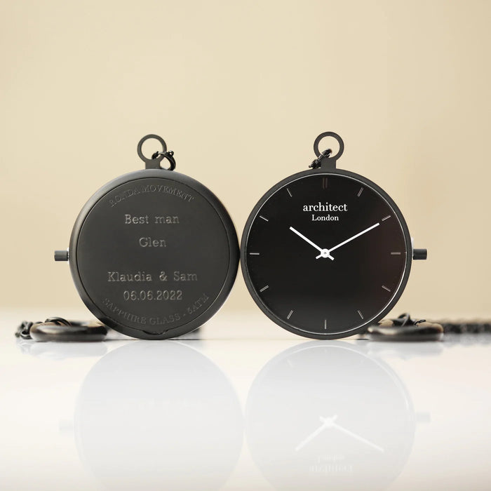 Personalised Modern Pocket Watch Black