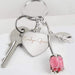 Personalised Silver Plated Name Pink Rose Keyring - Myhappymoments.co.uk