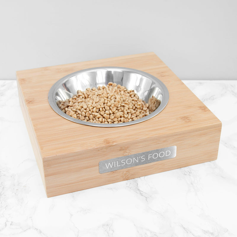 Personalised Large Bamboo Single Pet Bowl