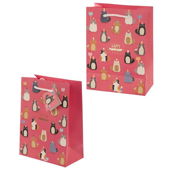 Happy Purrthday Feline Fine Cat Gift Bag - Medium