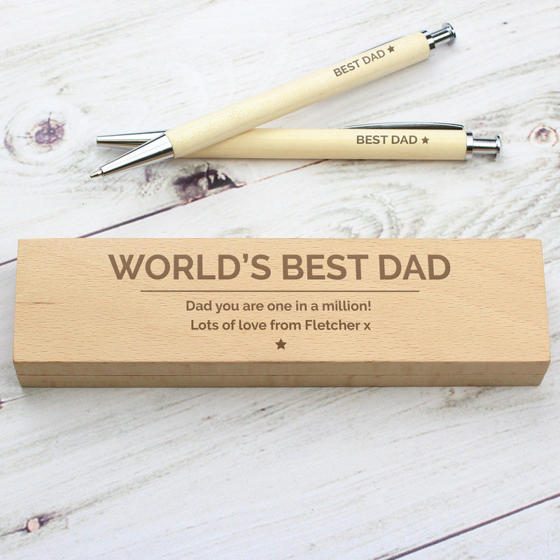 Personalised Wooden Pen & Pencil Box Set