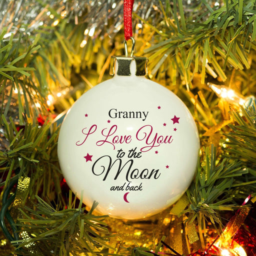 Personalised I Love You To The Moon & Back Bone China Bauble - Myhappymoments.co.uk