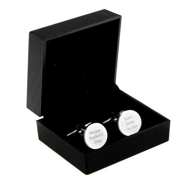 Personalised Any Message Round Cufflinks - Myhappymoments.co.uk