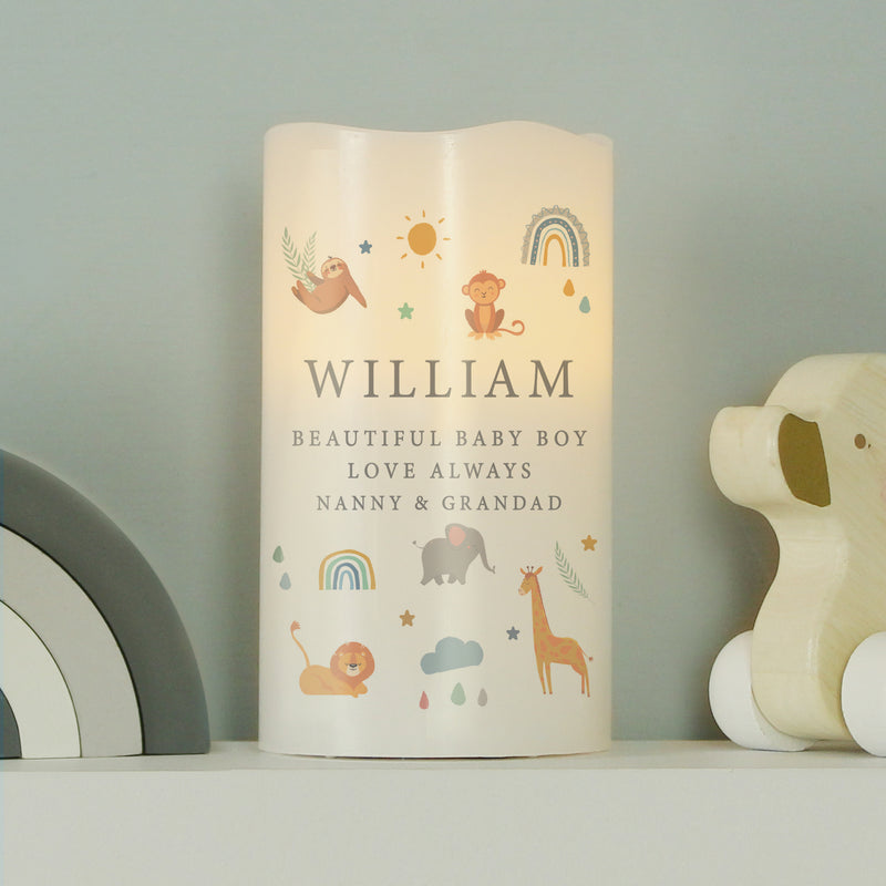 Personalised Safari Animals Nightlight LED Candle