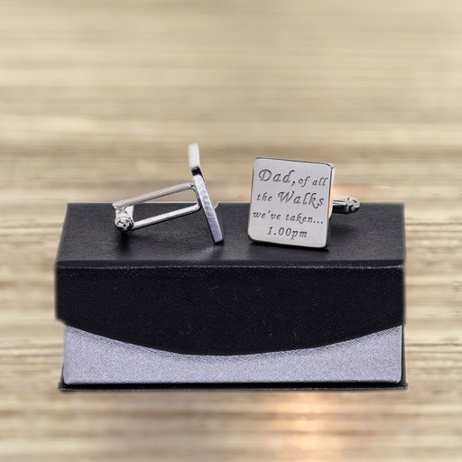 Personalised Dad Of All The Walks We’ve Taken Square Cufflinks - Myhappymoments.co.uk