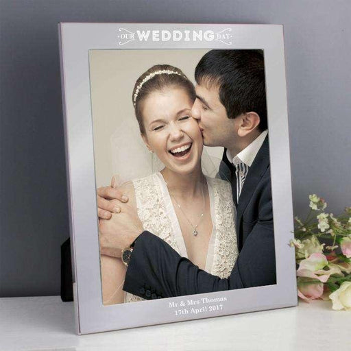 Personalised Our Wedding Day Silver Photo Frame 8x10 - Myhappymoments.co.uk