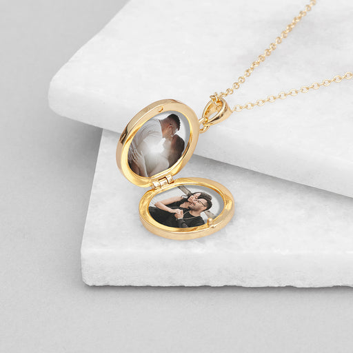 Personalised Round Photo Locket Necklace - Gold Plated