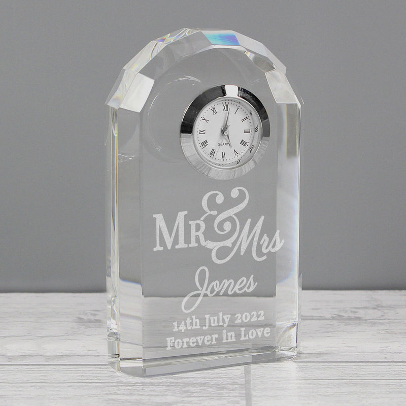 Personalised Mr & Mrs Crystal Wedding Anniversary Clock | Gift