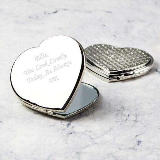 Personalised Diamante Heart Compact Mirror - Myhappymoments.co.uk