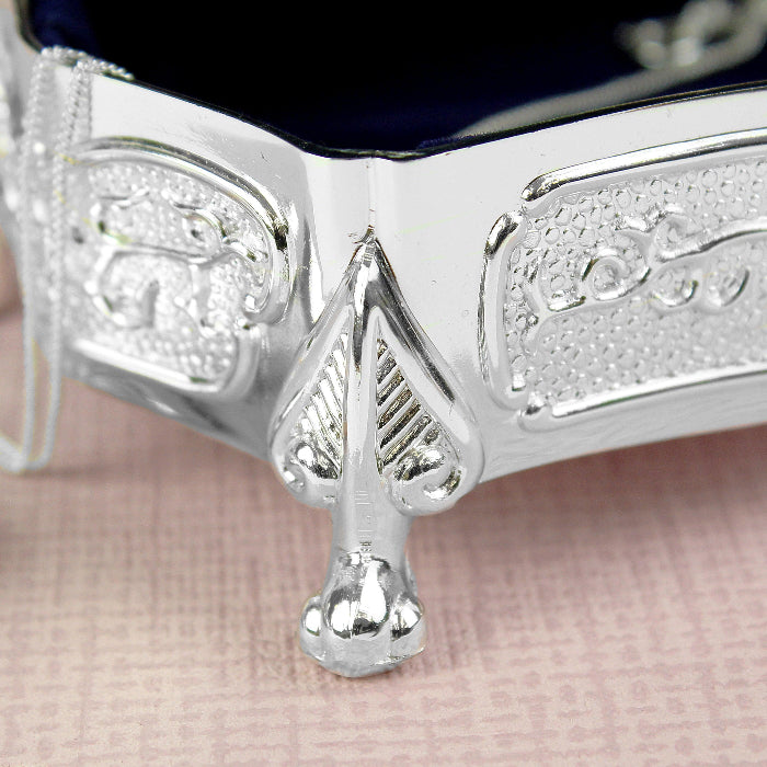 Engraved Silver Finish Small Antique Trinket Box
