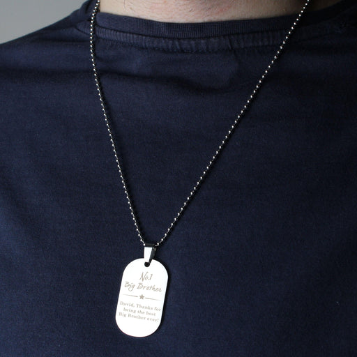 Personalised No.1 Brother Dog Tag Necklace - Myhappymoments.co.uk