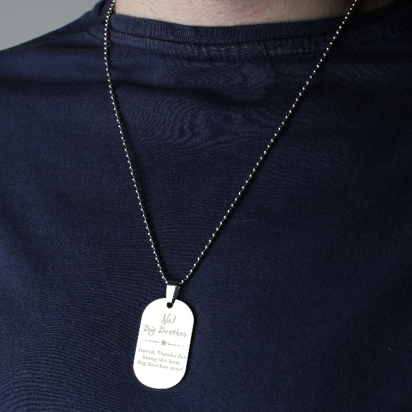 Personalised No.1 Brother Dog Tag Necklace