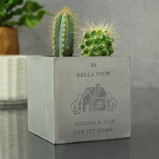 Personalised House Concrete Flower Pot