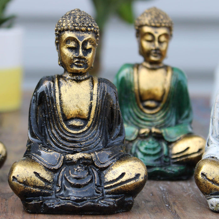 6x Gold Mini Buddha Figures (Assorted Colours)