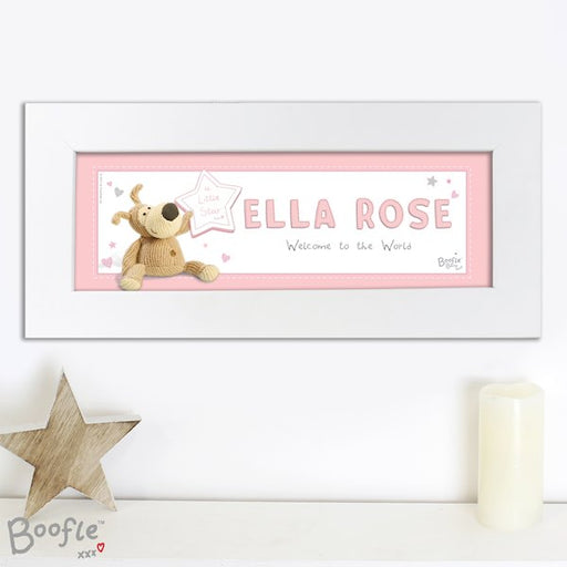 Personalised Boofle It's a Baby Girl Name Frame - Myhappymoments.co.uk