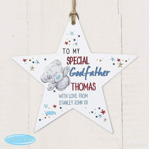 Personalised Me to You Godfather Wooden Star Decoration - Myhappymoments.co.uk