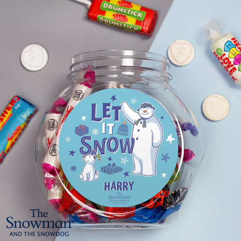 Personalised The Snowman and the Snowdog Christmas Sweet Jar 