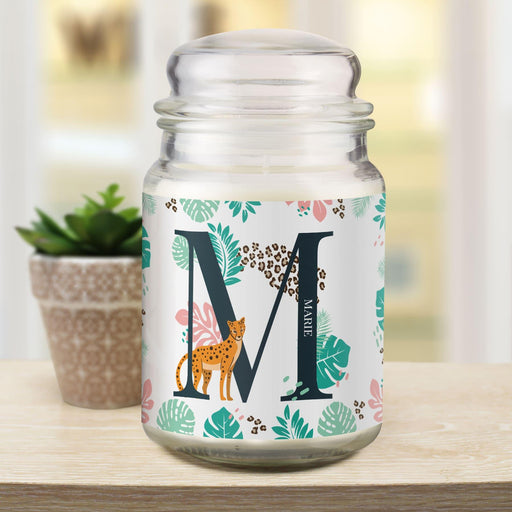 Personalised Leopard Initial Candle Jar