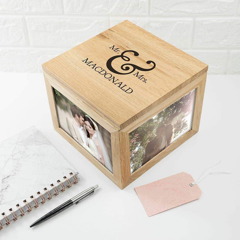 Personalised Wedding Oak Photo Keepsake Box - Myhappymoments.co.uk